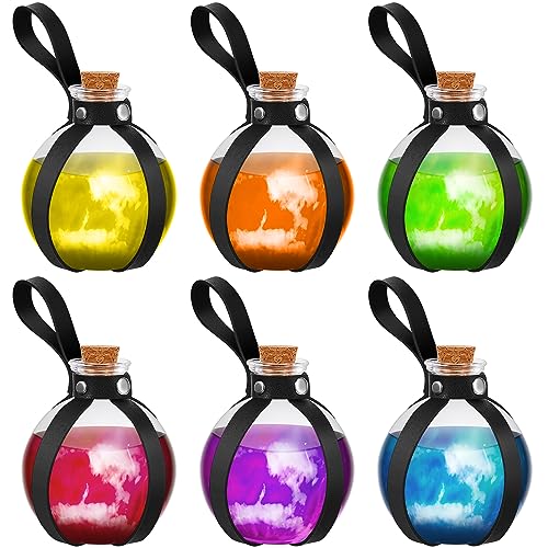 6 Pcs Halloween Glass Potion Bottles with Cork Belt (6 Count)
