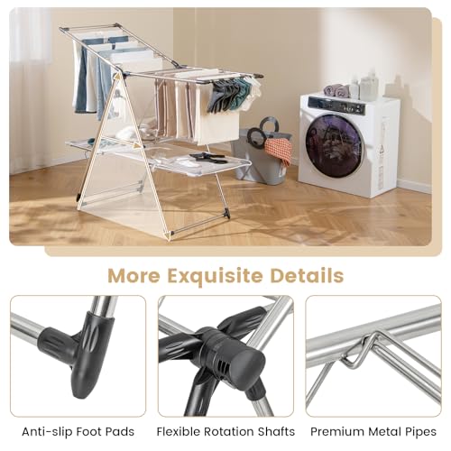 Foldable Clothes Drying Rack with 6