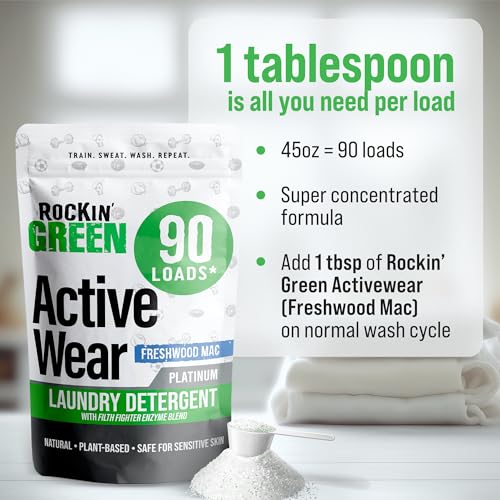 Active Wear Laundry Detergent Powder Freshwood Mac 90 Loads (45 Ounce)