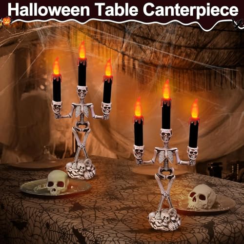 2 Pack Halloween Candelabra LED Flameless Candles Holder Battery Operated (2 Count)