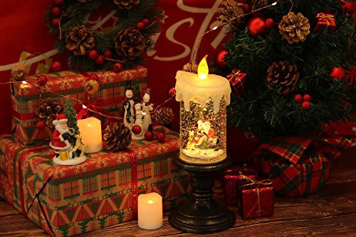 Santa Christmas Snow Globe Flameless Candle Battery Operated