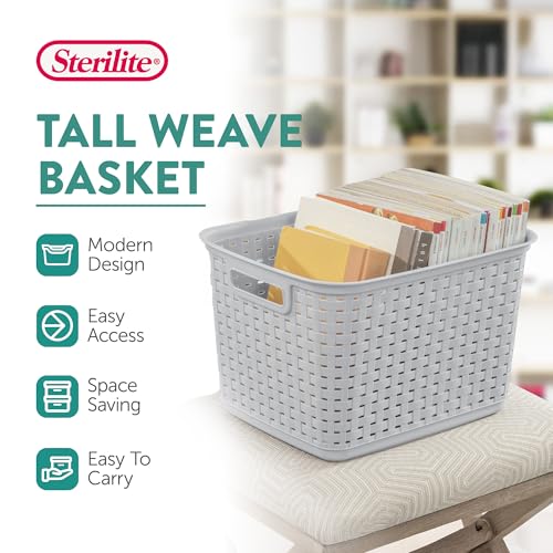 Tall Weave Basket Bin for Clothing and Laundry Storage (12 Count)