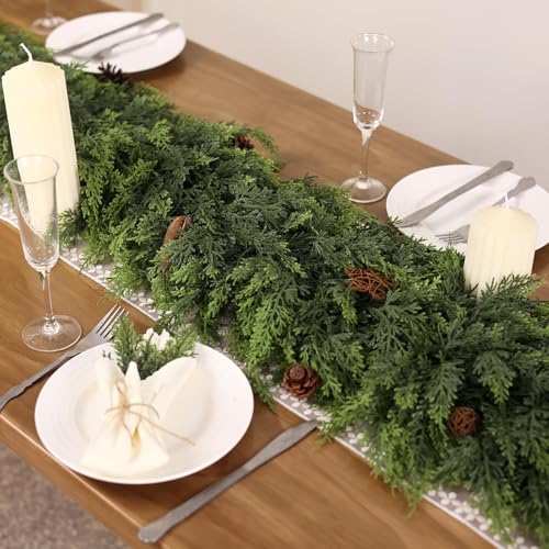 1PCS 6FT Lifelike Touch Artificial Cedar Garland for Mantle Christmas Decor