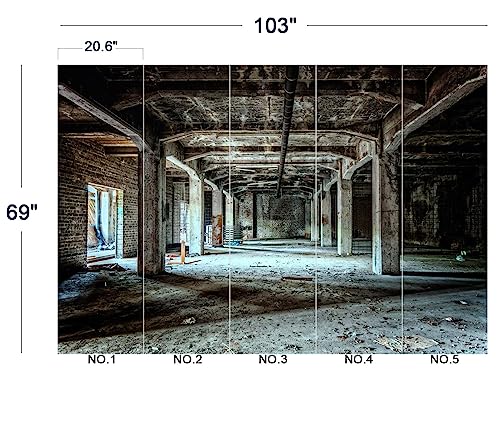 Abandoned Old Factory Buildings wall Mural Wallpaper 103" x 69" (49 Sq Ft)