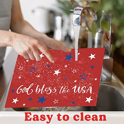 Memorial Day Plastic Placemats Set of 6 Patriotic Table mats 17×13×0.04in (6 Count)