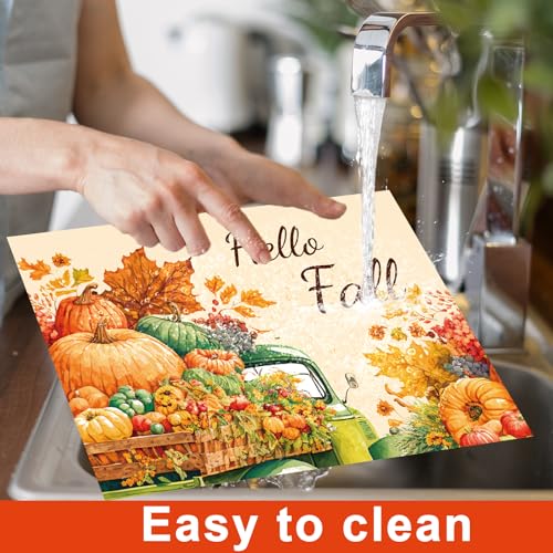 Thanksgiving Plastic Placemats Set of 6 Fall Table mats 17×13×0.04in (6 Count)