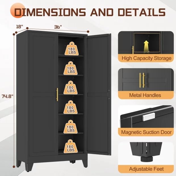 75" Metal Kitchen Pantry Cabinet