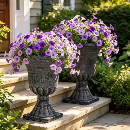 Autodaya 22" Tall Urn Planters for Outdoor Plants Set of 2 Large Flower Pot (2 Count)