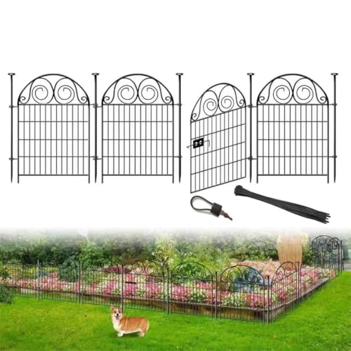 Tall Garden Fence with Gate (4 Count)