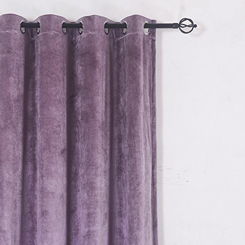 Super Soft Luxury Room Darkening Velvet Set of 2 Lavender Flannel Blackout Curtains Panel Drapes Grommet