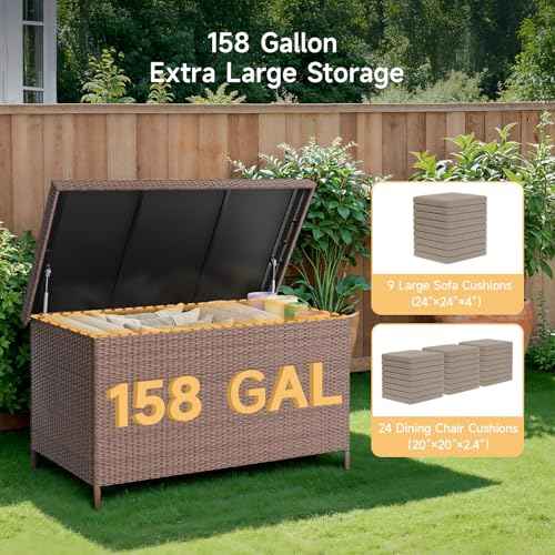 158 Gallon XL Wicker Deck Box