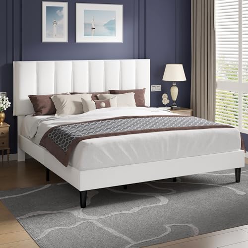 King Size Bed Frame with Upholstered Headboard