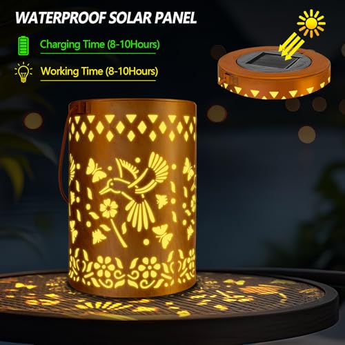 Solar Lanterns Outdoor Decor Hummingbird Garden Waterproof Christmas Gifts Light for Women Mom Grandma (2 Count)