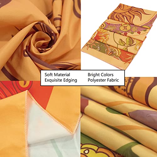 Yellow Sun and Moon Tapestry Hippie Indie Tapestries Boho Orange Flower Floral Tapestry Wall Hanging Cool Vintage Aesthetic Wall Tapestry for Bedroom Living Room Dorm