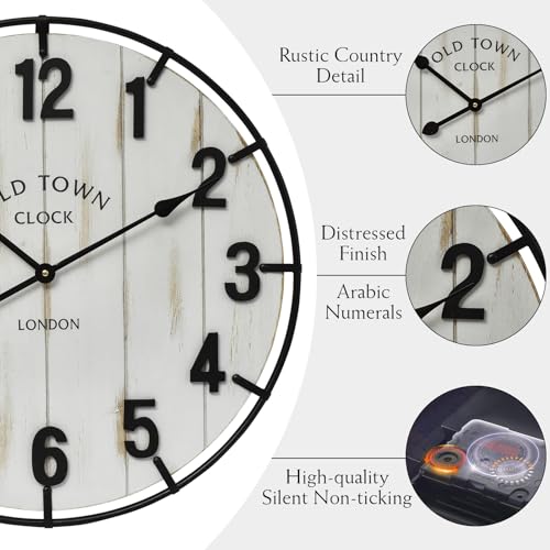Large Old Town Farmhouse Wall Clock