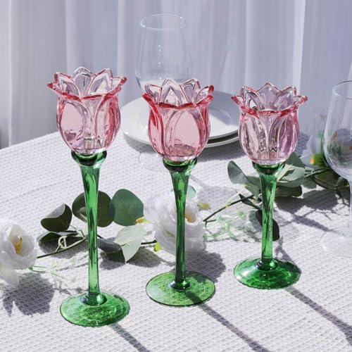 Pink Tulips Votive Candle Holders Set of 3 (3 Count)