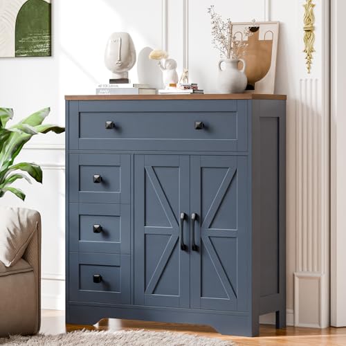 Farmhouse Storage Cabinet with 2 Doors and 4 Drawers