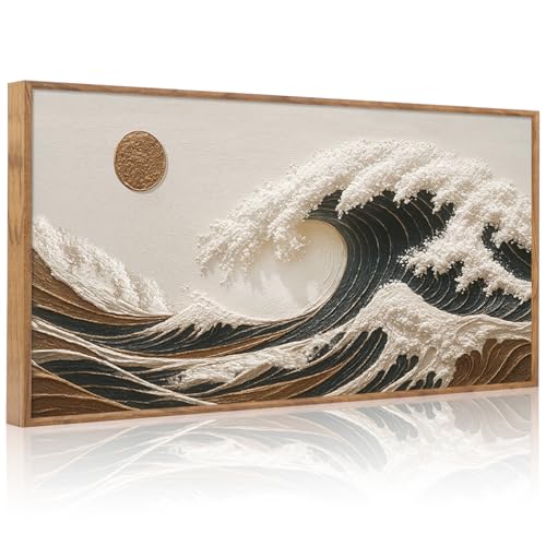 Boho Sea Great Wave Framed Canvas Wall Art