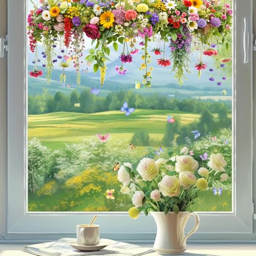 2 Set Colorful Floral Bouquet Window Stickers (2 Count)