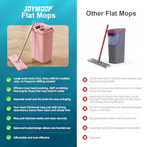 Pink Mop and Bucket with Wringer Set for Home