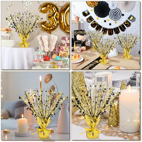 18 Pcs Black Gold Foil Spray Centerpiece Table Decoration for Party (18 Count)