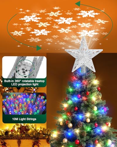 Christmas Tree Topper with 10M Colorful Light Cord