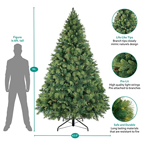 Vail 9ft Prelit Artificial Christmas Tree with Pine Cones