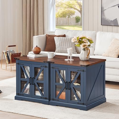 24'' End Table Set 2 with Charger for Living Room