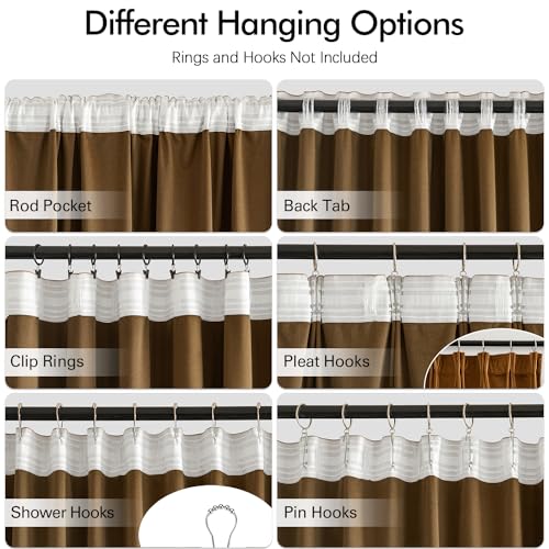 Fall Golden Brown Velvet Blackout Curtains Pinch Pleat 52" Wx108 L