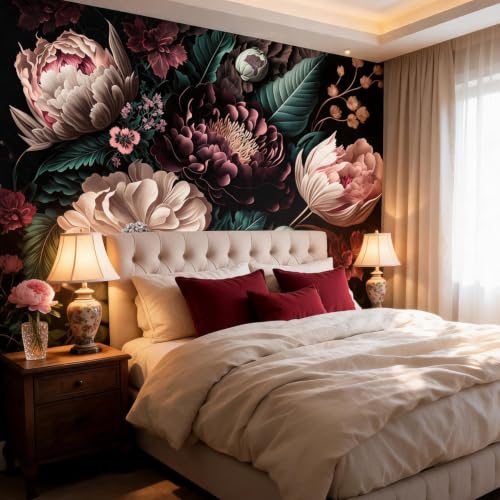 Vintage Dark Flower Peel and Stick Wallpaper Wall Mural
