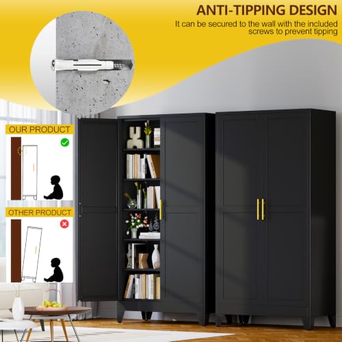 Metal 79“ Kitchen Pantry Cabinet