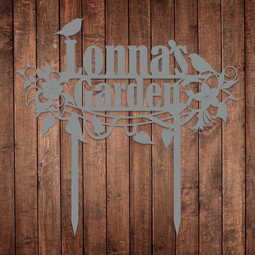 Personalized Flower and Bird Metal Garden Stake