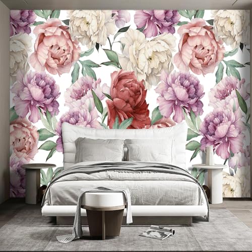 Pink Peony Flowers Mural Bedroom Peony Floral Wallpaper Room Decor Living Room tv Background Large wall Mural