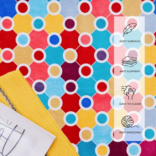 Machine Washable Polka Dot Rug for Kids Area