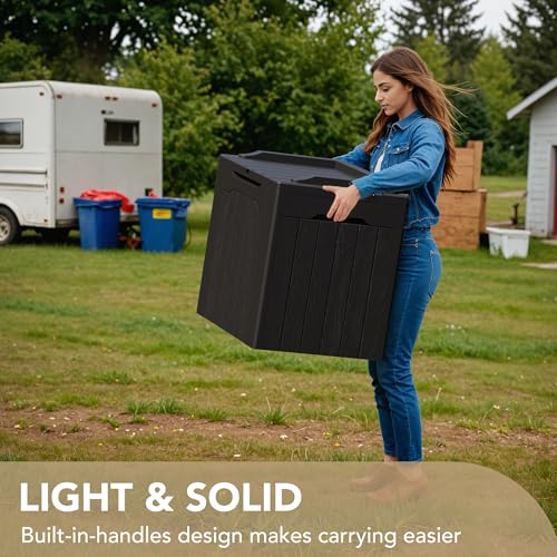 30 Gallon Resin Deck Box Waterproof Outdoor Storage Box for Patio Furniture Pool Accessories Indoor Storage for Cushion Garden Tools