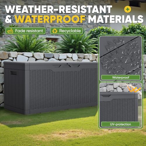 Outdoor Storage Box 100 Gallon Storage Bin with Lid for Patio Furniture
