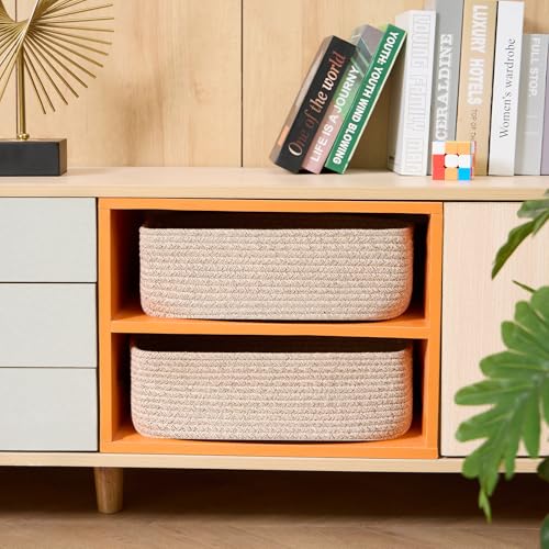 Large Shallow Organizing Baskets 15x11x5.1 Inches (3 Count)