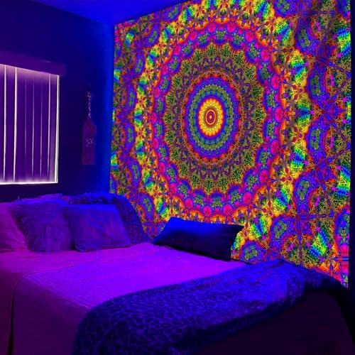 Blacklight Mandala Boho Tapestry