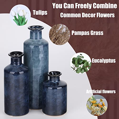 Blue Ceramic Vase Set (3 Count)