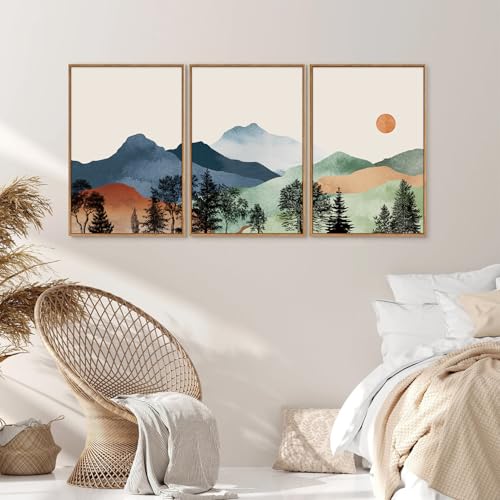 Boho Mountain Framed Canvas Wall Art Set of 3 (3 Count)