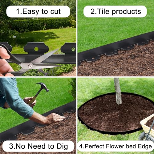 2 Inch Tall 66 FT Garden Edging Kit with 90pcs Spikes (91 Count)