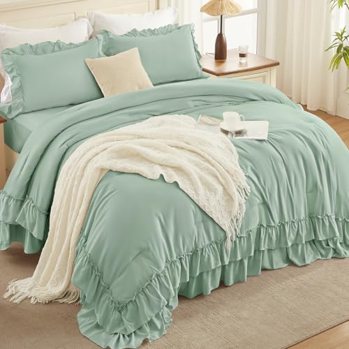 Sage Ruffle California King Comforter Set