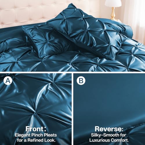 Satin Queen Comforter Set Teal