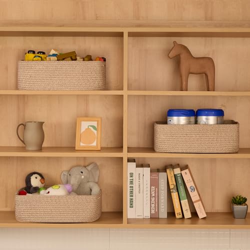 Large Shallow Organizing Baskets 15x11x5.1 Inches (3 Count)