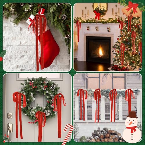 10 Pcs Long Velvet Bows Ornaments