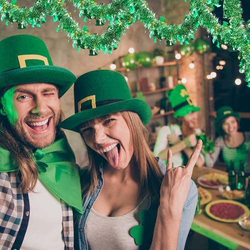 33 FT St Patricks Day Garland with Gold Green Shamrock Hat Tinsel Garland (33 Foot)