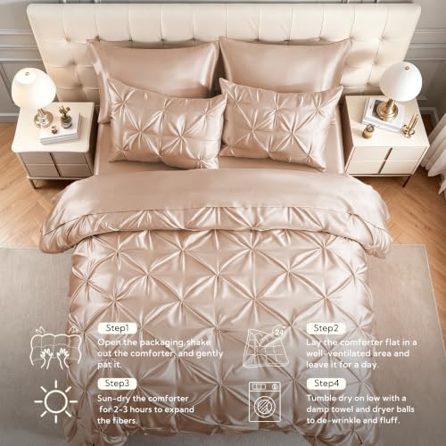 Satin King Size Comforter Set Champagne