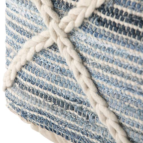 Cowan 20" Wide Square Pouf in Blue