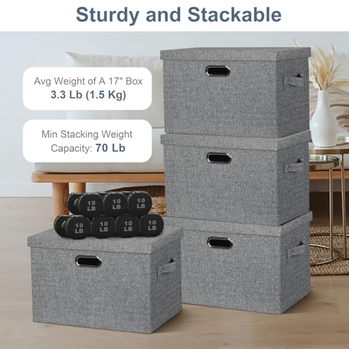 Storage Bins with Lids Fabric Closet Organizers Cubes Office Organization (3 Count)