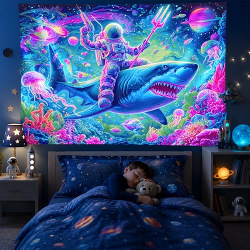 Blacklight Tapestry Galaxy Room Wall Art 78 x 59 Inch